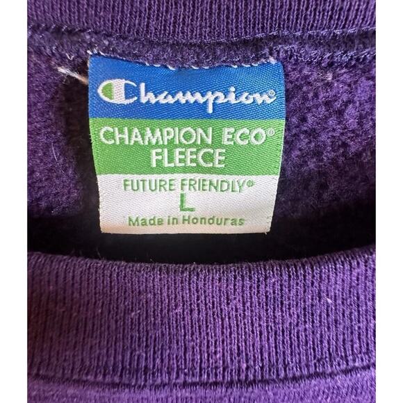 Vtg Clemson Tigers Champion Applique Letters Purple Crewneck Sweatshirt Sz L Y2K - Picture 5 of 16